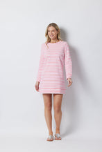 Load image into Gallery viewer, SAIL TO SABLE - Coral & White Stripe Long Sleeve Sweatshirt Dress