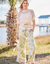 Load image into Gallery viewer, SPARTINA 449 - RESORT FRINGE PALAZZO PANT - ENCLAVE TOILE SURF GREEN