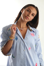 Load image into Gallery viewer, Blue and White Stripe Embroidered Shirt

