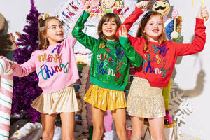 Queen of Sparkles - Kids Pink Merry Everything Glitter Script Sweater