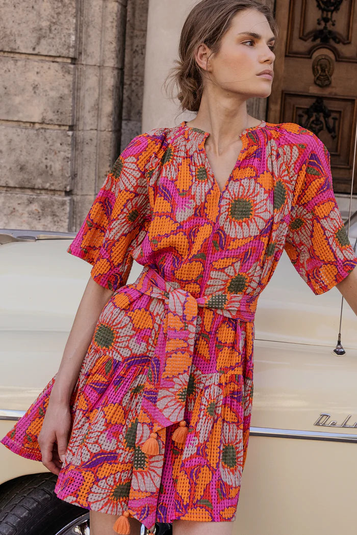 oliphant mini dresses OLIPHANT RAGLAN BELTED MINI DRESS- UMBRIA PINK