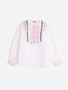 White Cotton Embellished Shirt by Vilagallo