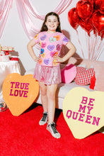 Load image into Gallery viewer, Queen of Sparkles - Kids Magenta Sequin Candy Heart Tee