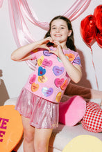 Load image into Gallery viewer, Queen of Sparkles - Kids Magenta Sequin Candy Heart Tee