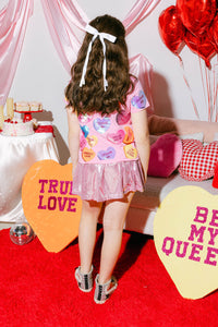Queen of Sparkles - Kids Magenta Sequin Candy Heart Tee