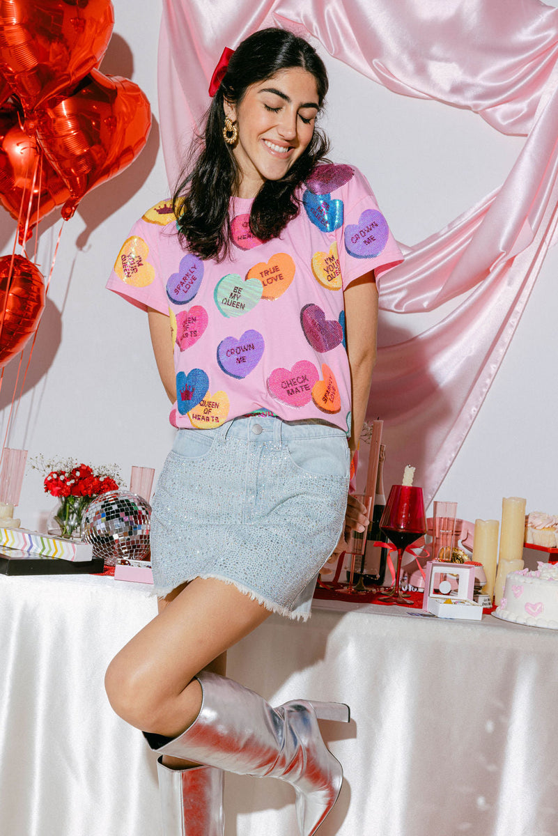 Queen of Sparkles - Magenta Sequin Candy Heart Tee – Siegel Clothing