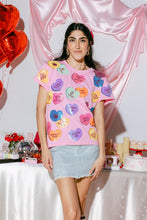 Load image into Gallery viewer, Queen of Sparkles - Magenta Sequin Candy Heart Tee