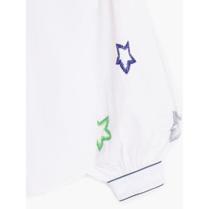Fabiana Bead Stars Sleeve Blouse White/Navy/Multi Shirt by Vilagallo