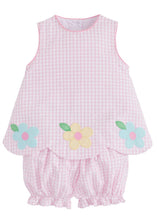 Load image into Gallery viewer, LITTLE ENGLISH - DAISY APPLIQUE BOW BACK BLOOMER SET