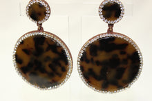 Load image into Gallery viewer, Tortoise with crystal circle earrings
