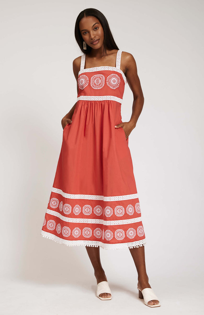 TYLER BOE CANDIE EMBROIDERED MIDI DRESS Siegel Clothing