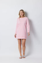 Load image into Gallery viewer, SAIL TO SABLE - Coral &amp; White Stripe Long Sleeve Sweatshirt Dress
