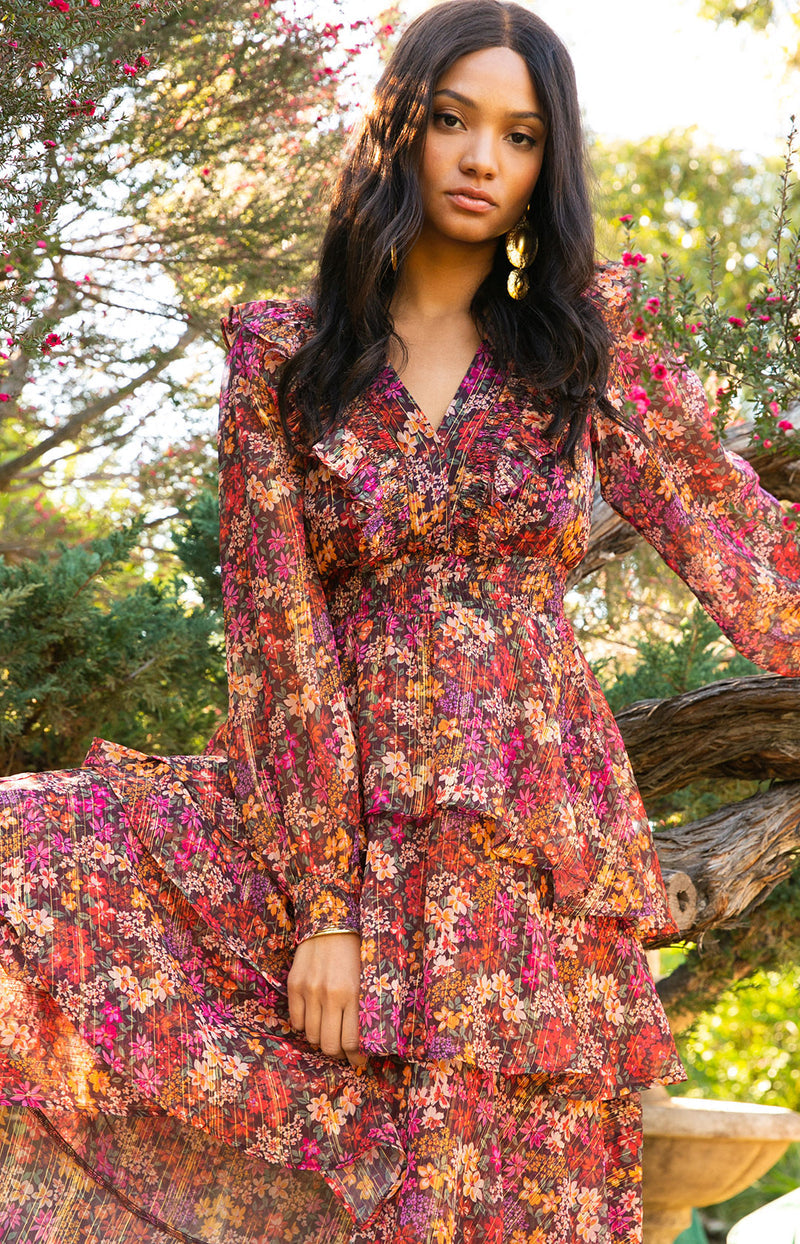 knee length dresses for ladies Ellis Chiffon Maxi Dress Pink / Xs main image 0