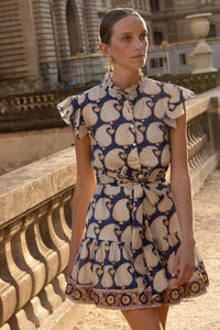 OLIPHANT RUFFLE COLLAR BUTTON MINI - AGRA NAVY