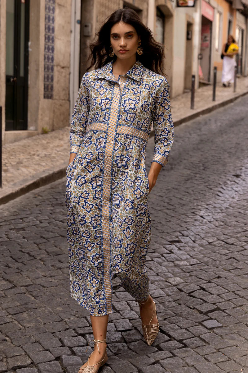 OLIPHANT SHIRT DRESS MAXI - IVY COBALT OLIPHANT SHIRT DRESS MAXI - IVY COBALT
