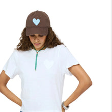 Load image into Gallery viewer, Kerri Rosenthal - Baseball Hat Heart Patch - Cocoa-Chambray
