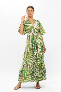 OLIPHANT RAGLAN BELTED MAXI- MALDIVE GREEN