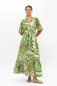 OLIPHANT RAGLAN BELTED MAXI- MALDIVE GREEN