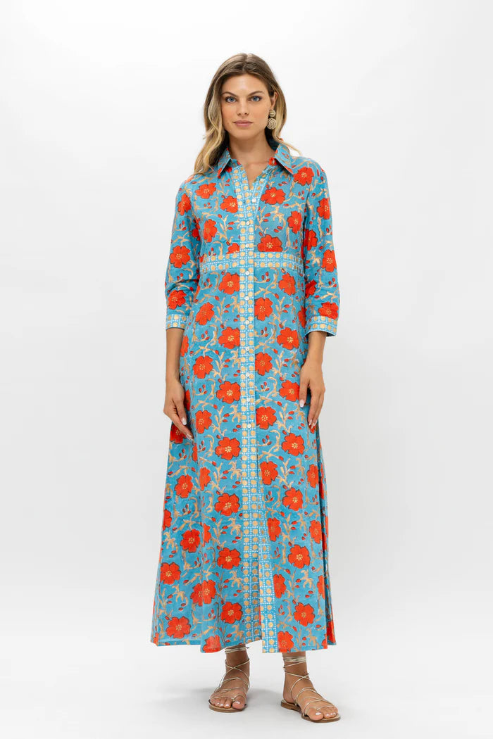 OLIPHANT SHIRT DRESS MAXI - POPPY RED