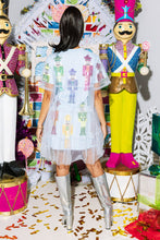 Load image into Gallery viewer, Queen of Sparkles - Light Blue &amp; Rainbow Nutcracker Tulle Overlay Tee Dress
