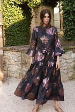 Load image into Gallery viewer, OLIPHANT RUFFLE COLLAR BELL MAXI DRESS - ROSA BLACK
