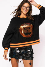 Load image into Gallery viewer, Queen of Sparkles - Black Halloween Pumpkin Functioning Candy Bucket Sweatshirt
