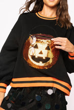 Load image into Gallery viewer, Queen of Sparkles - Black Halloween Pumpkin Functioning Candy Bucket Sweatshirt

