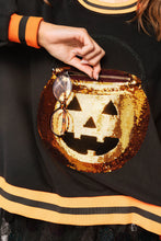 Load image into Gallery viewer, Queen of Sparkles - Black Halloween Pumpkin Functioning Candy Bucket Sweatshirt
