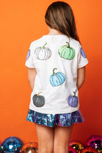 Load image into Gallery viewer, Queen of Sparkles - Kids White Multi Pumpkin Scatter Tee
