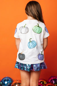 Queen of Sparkles - Kids White Multi Pumpkin Scatter Tee