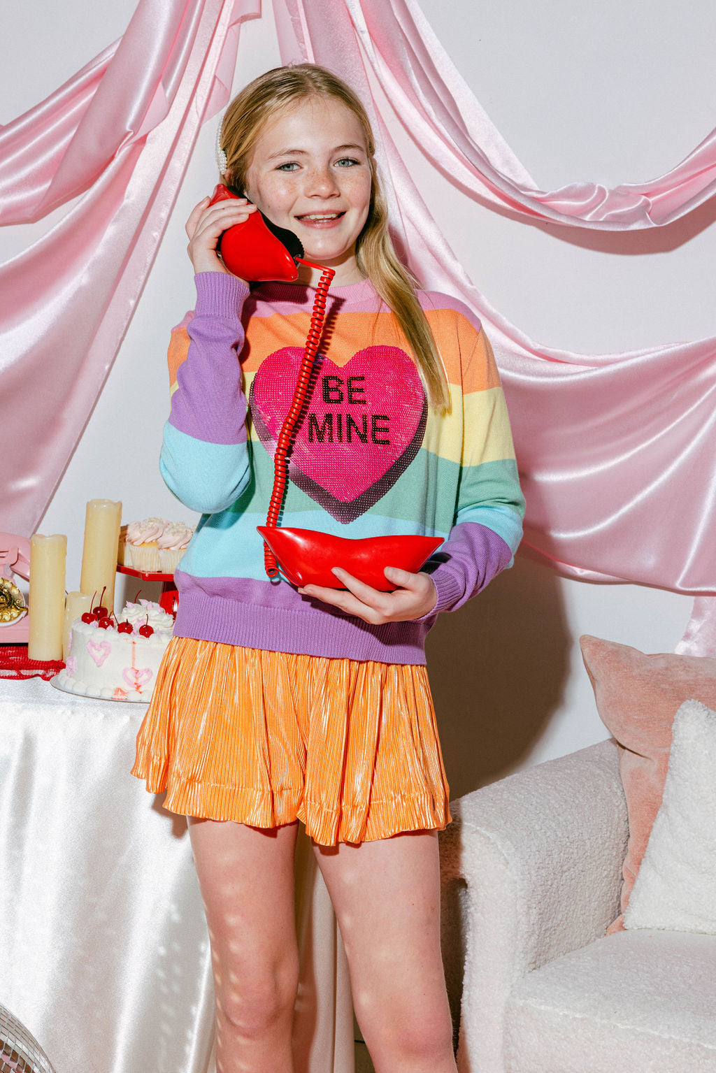 Queen of Sparkles - Kids Rainbow Stripe Be Mine Sweater