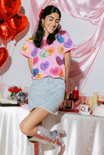 Load image into Gallery viewer, Queen of Sparkles - Magenta Sequin Candy Heart Tee
