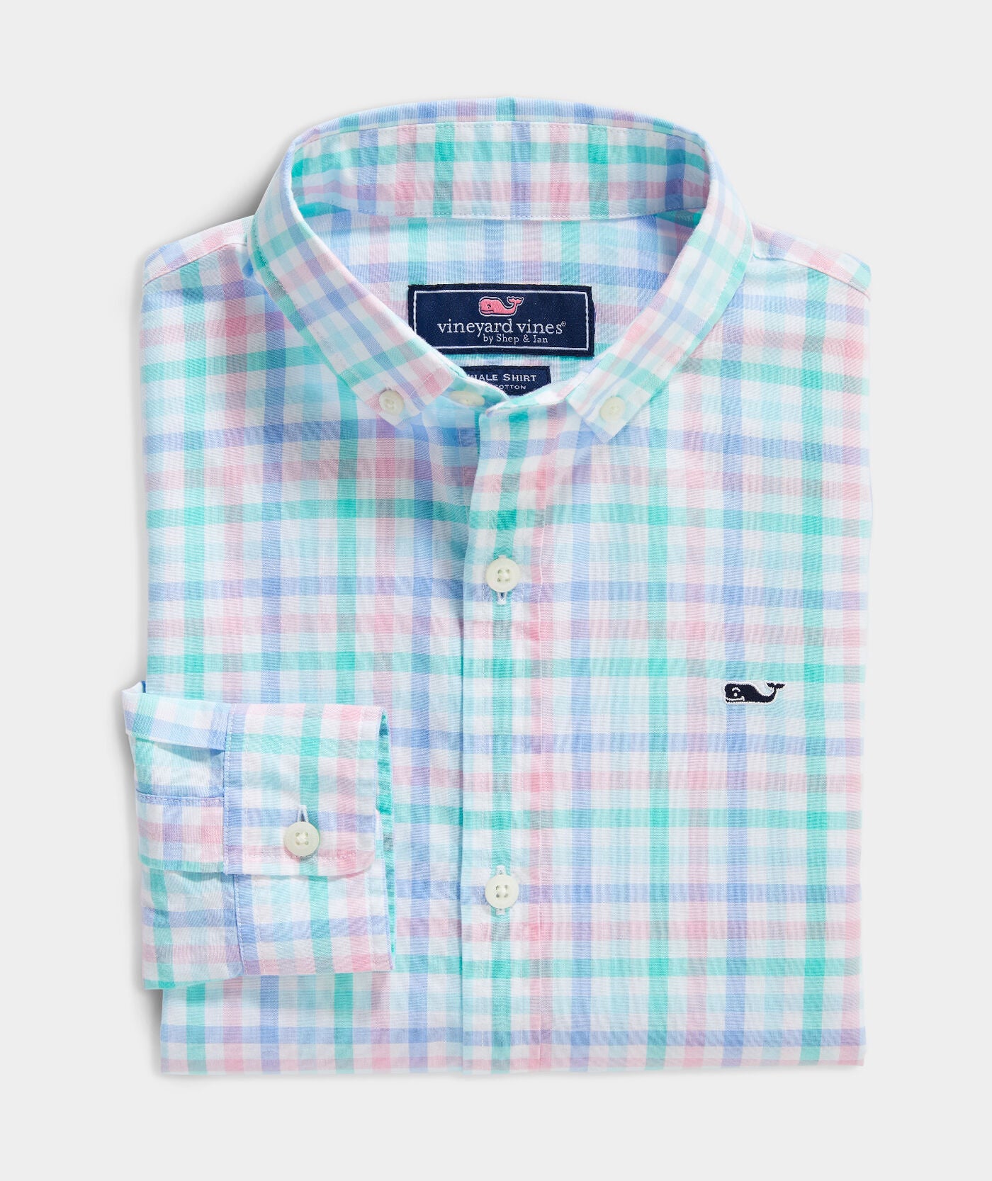 Vineyard Vines Boys' Palm Beach Poplin Plaid Whale Button-Down Shirt