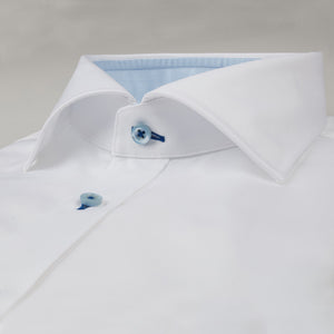 Stenstroms White Twill Shirt With Blue Contrast Details