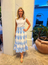 Load image into Gallery viewer, SAIL TO SABLE - PAINTED BLOCK PRINT SMOCKED WAIST MIDI SKIRT
