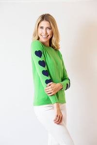 Two Bees Cashmere - Heart Sleeve | Green & Navy