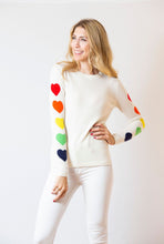 Load image into Gallery viewer, Two Bees Cashmere - Heart Sleeve | Ivory &amp; Rainbow
