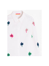 Load image into Gallery viewer, Sophie White Cotton Embroidered Palm Tree Shirt by Vilagallo

