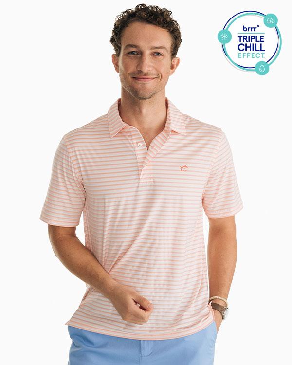 SOUTHERN TIDE - STRIPED DRIVER BRRR® PERFORMANCE POLO SHIRT